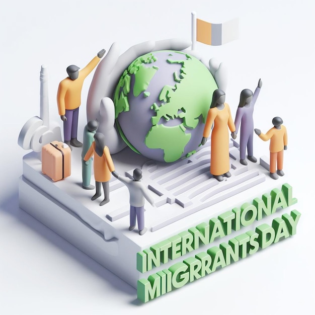 PSD diseño de redes sociales del día internacional de los inmigrantes.