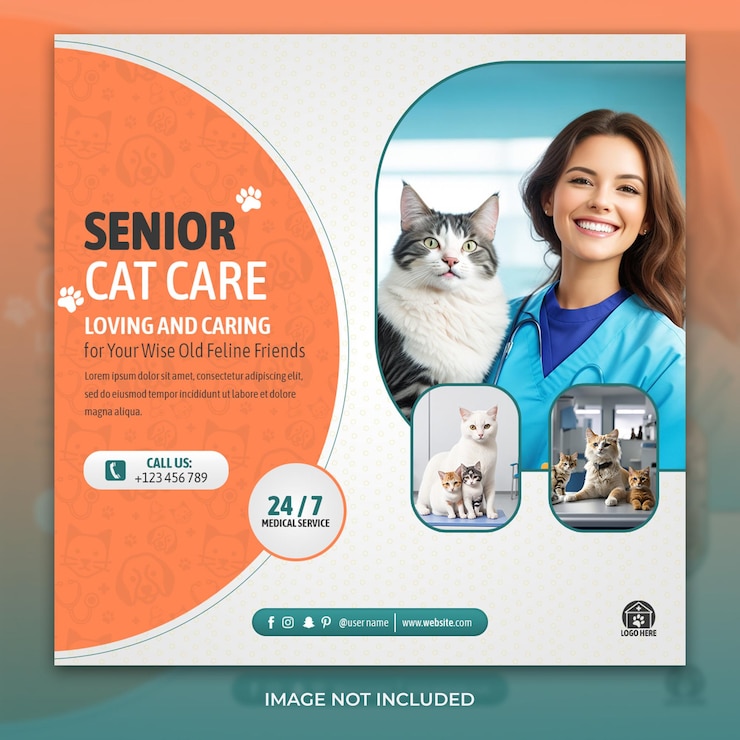 Diseño de redes sociales de publicación cuadrada de Instagram para cuidado de mascotas