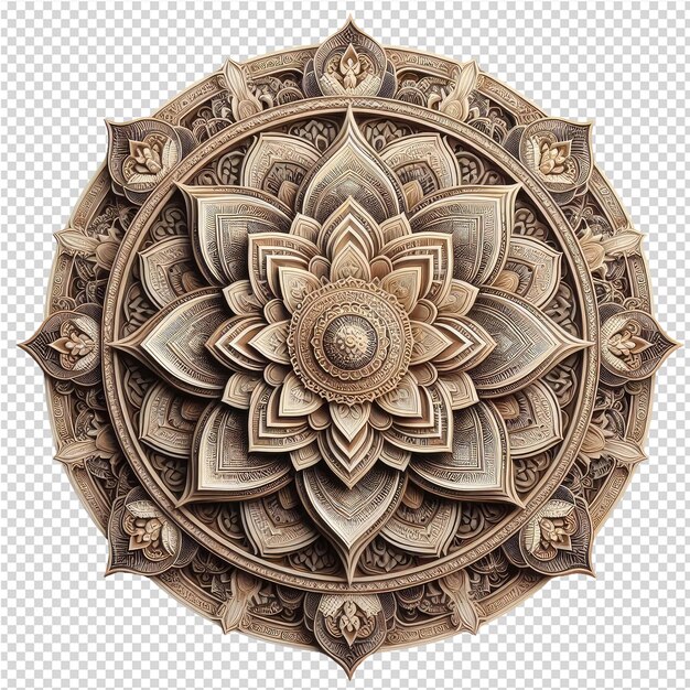 PSD un diseño redondo de un mandala con un diseño de flores en la parte inferior