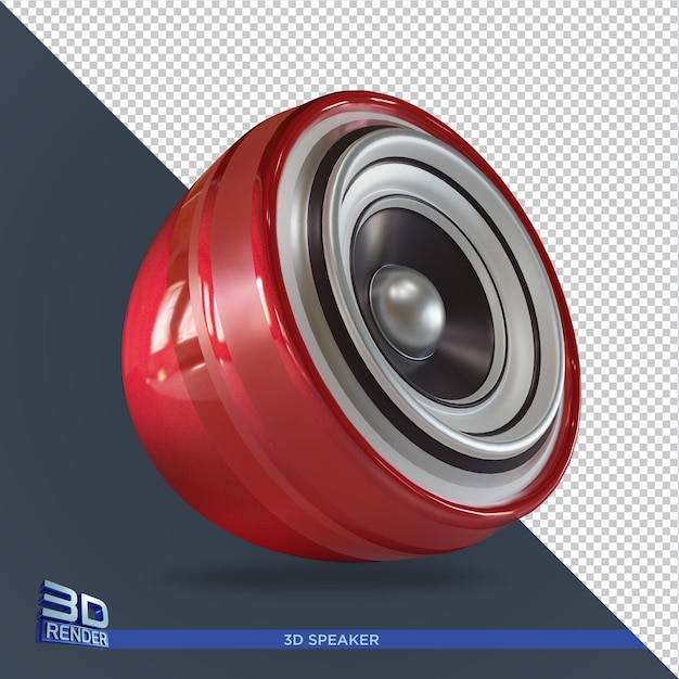 PSD diseño de render 3d de altavoz rojo aislado