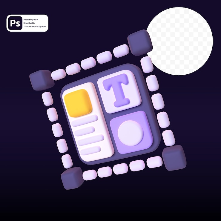 PSD diseño en render 3d para presentación web de activos gráficos u otros