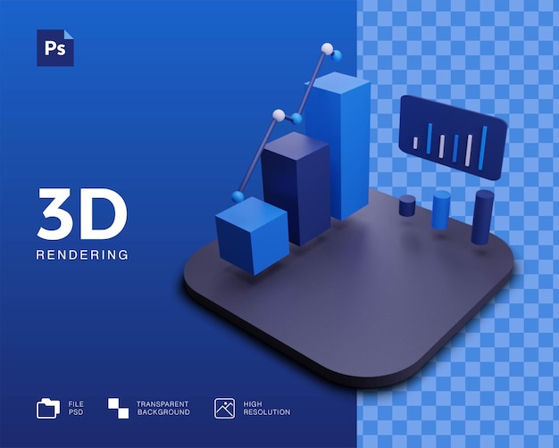 PSD diseño de renderizado 3d aislado de gráfico