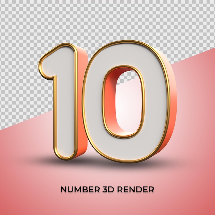 Diseño de renderizado 3D número 10 color naranja para finanzas, tienda