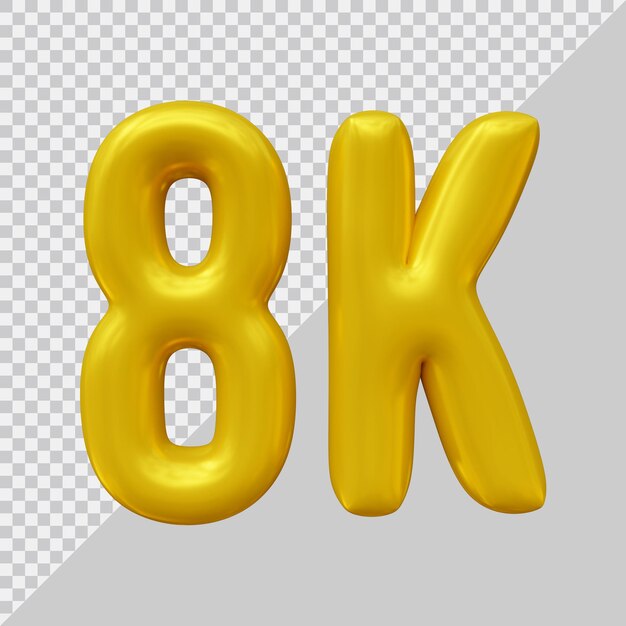 Diseño de seguidores de 8k en render 3d