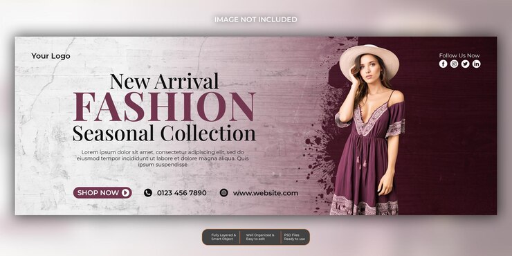 PSD diseño de seminario web de portada de facebook de redes sociales de moda y ventas