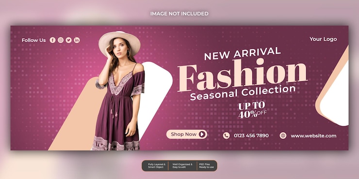 PSD diseño de seminario web de portada de facebook de redes sociales de moda y ventas