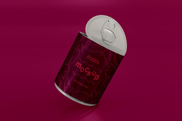Diseño simulado de envases de estaño metálico para alimentos (PSD)