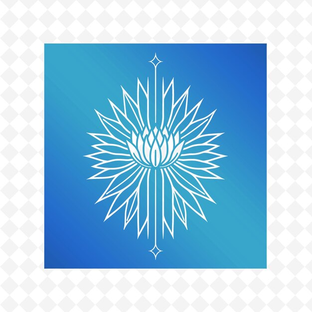 PSD un diseño de sol azul y blanco con una estrella en él