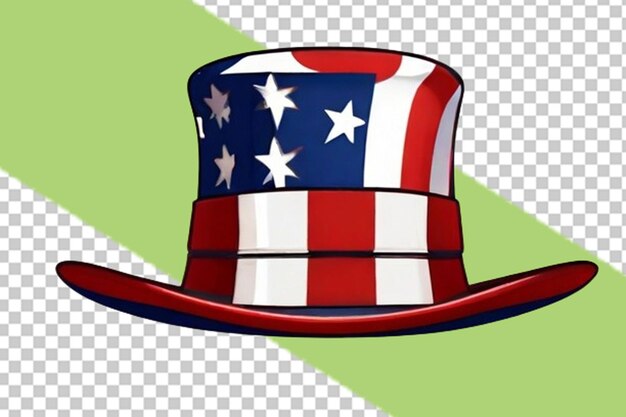 Diseño de sombrero 3d con bandera de los estados unidos en fondo blanco