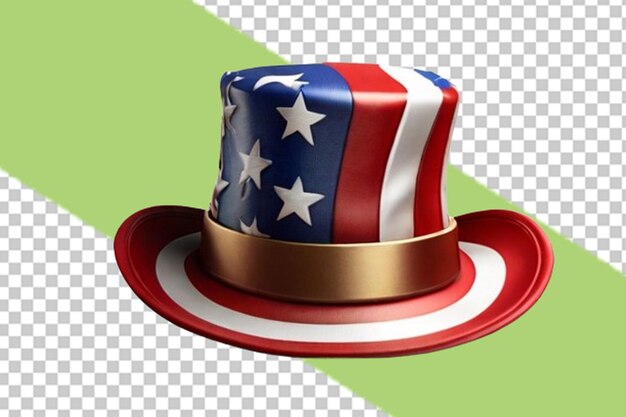 Diseño de sombrero 3d con bandera de los estados unidos en fondo blanco