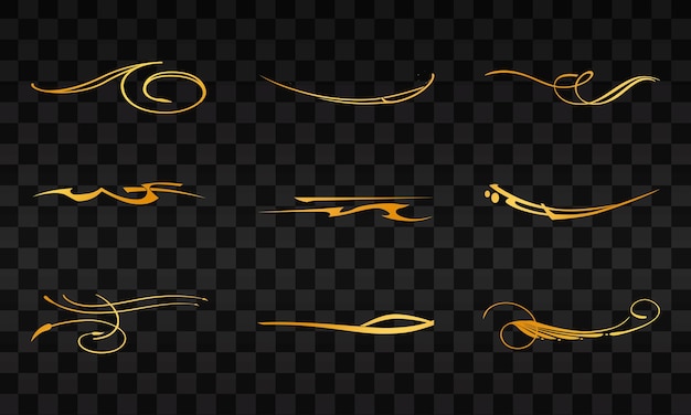 Diseño de subrayado decorativo de lujo en fondo transparente