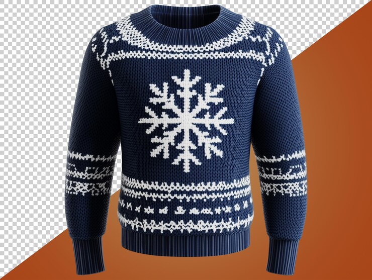 PSD diseño de suéter temático de invierno con fondo transparente
