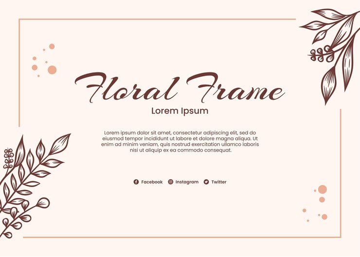 PSD diseño de tarjeta de agradecimiento de marco floral
