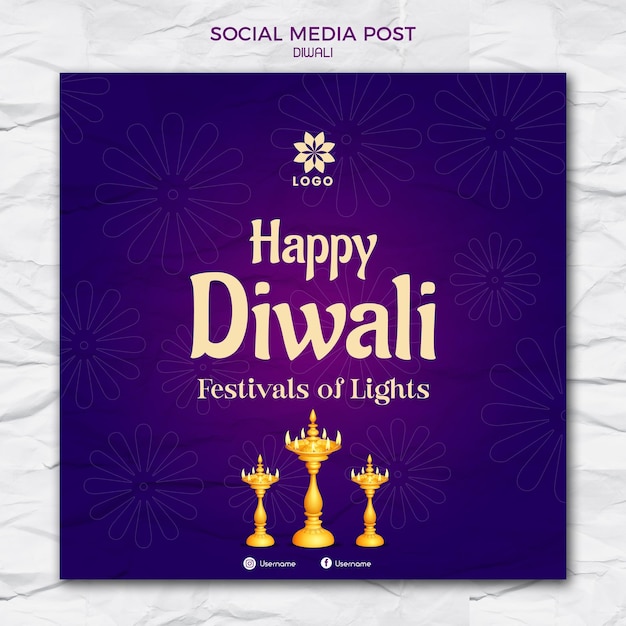 PSD diseño de tarjeta de deseos de hapy diwali de estilo indio