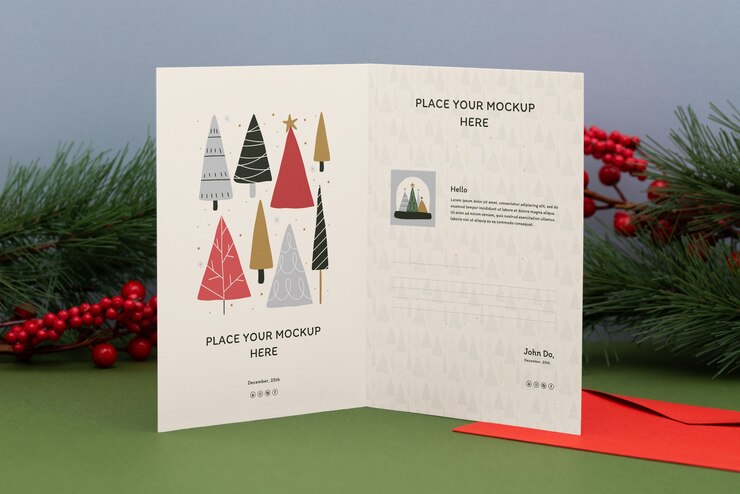 PSD diseño de la tarjeta de felicitación de navidad
