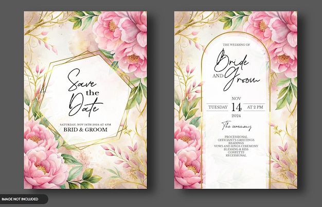 Diseño de tarjeta de plantilla de invitación de boda floral