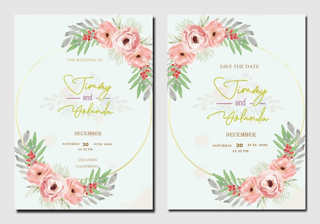 Diseño de tarjeta de plantilla de invitación de boda PSD