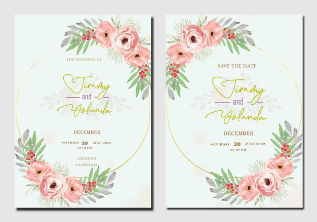 PSD diseño de tarjeta de plantilla de invitación de boda psd