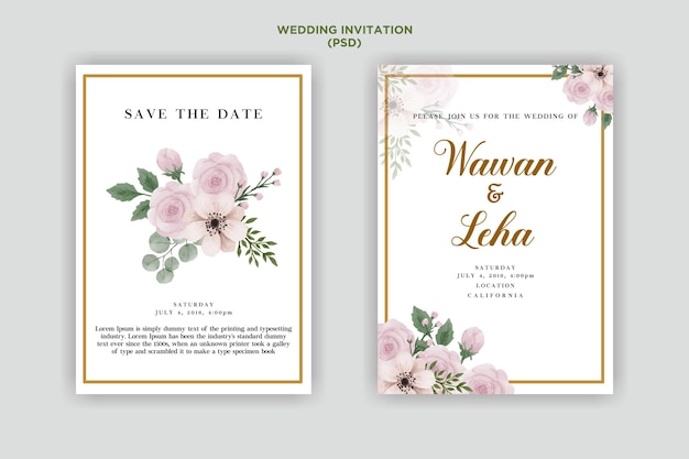 Diseño de tarjeta de plantilla de invitación de boda