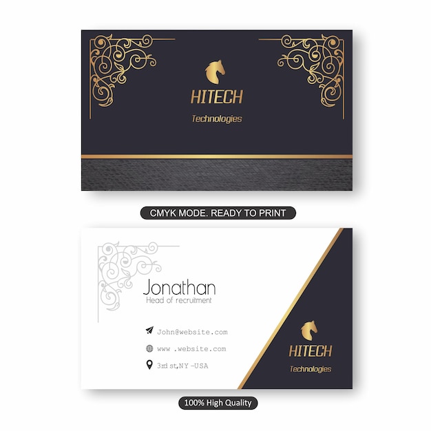 Diseño de tarjeta de presentación de golden luxury company vc37