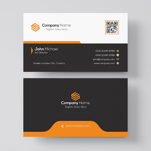 Diseño de tarjeta de visita naranja y negro profesional