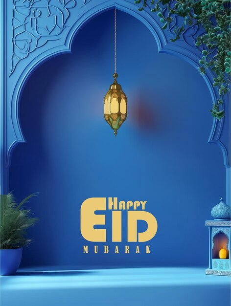 PSD diseño de tarjetas de felicitación islámicas para el eid mubarak