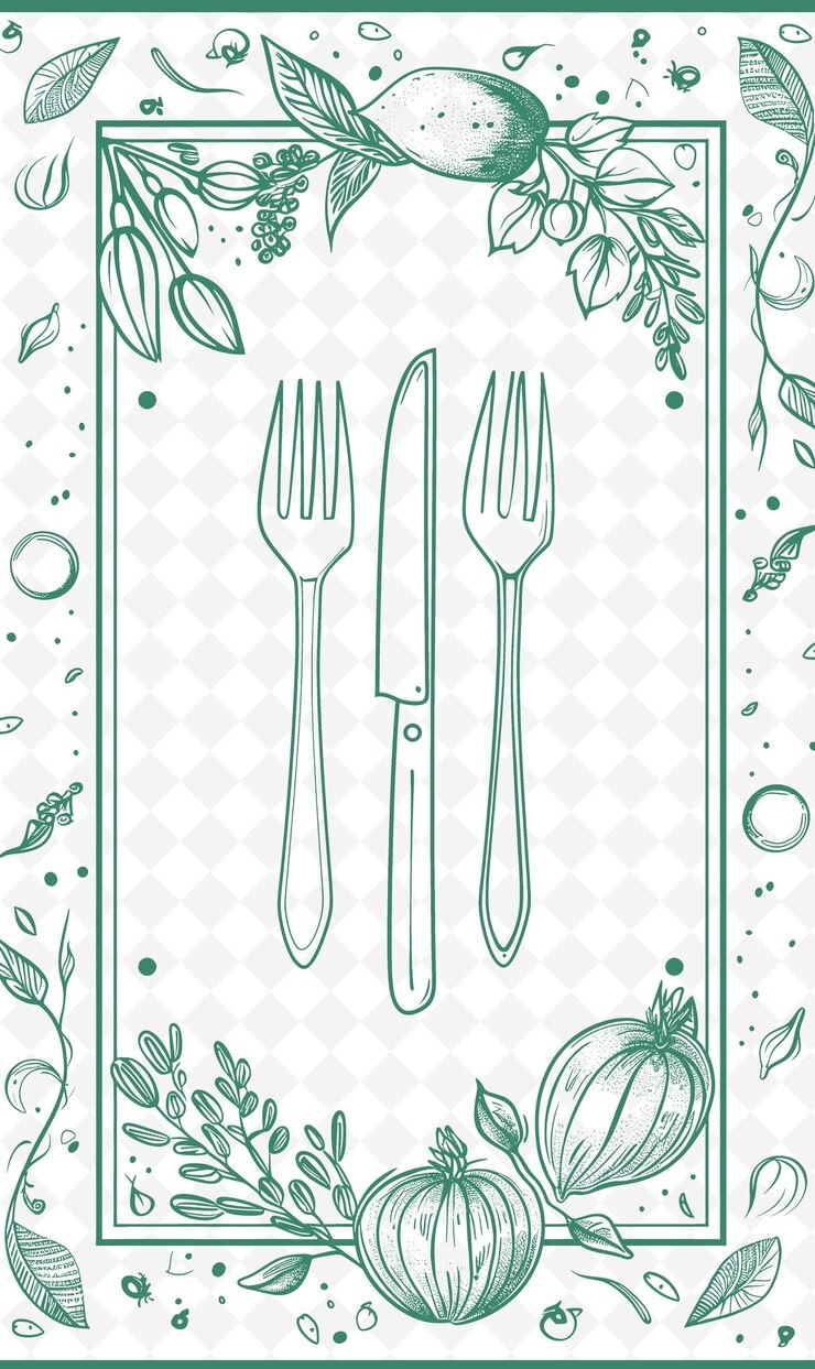 PSD diseño de tarjetas postales de comida png con marco culinario diseño de estilo decoración artes de contorno escribido decorativo