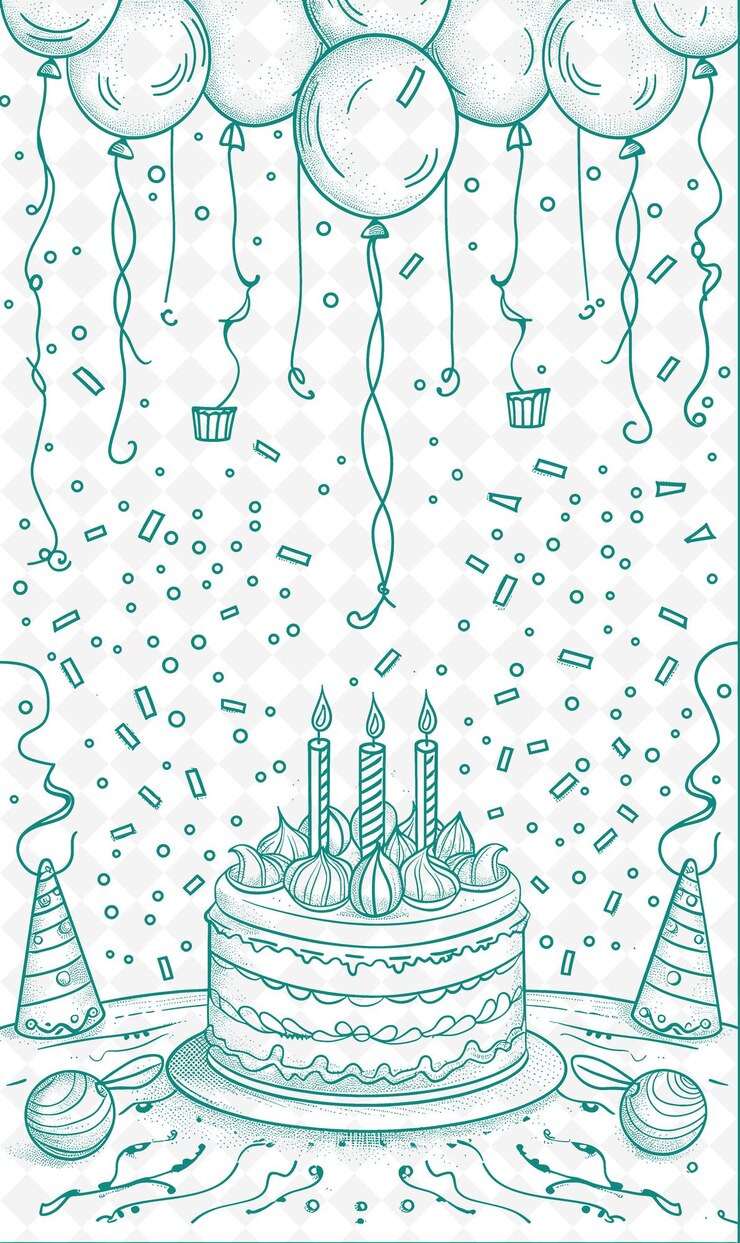 PSD diseño de tarjetas postales de cumpleaños png con marco festivo diseño de estilo de decoración artes de contorno escriptura decorativa