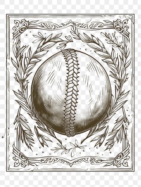 PSD diseño de tarjetas postales temáticas deportivas vectoriales de psd con un estilo de marco de béisbol y diseño de tatuaje de corte cnc