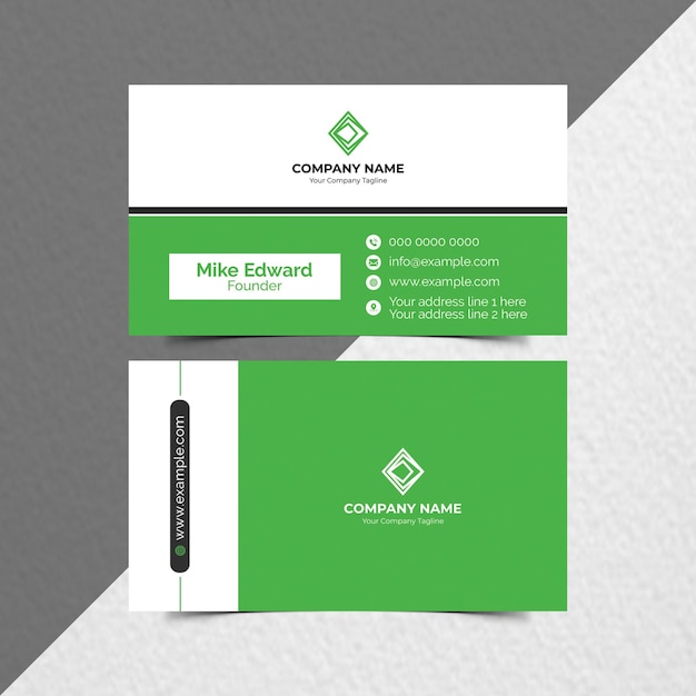 Diseño de tarjetas de visita en estilo moderno verde y negro
