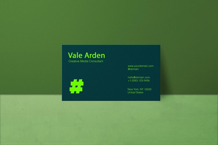 Diseño de tarjetas de visita Psd para el consultor de medios creativos Vale Arden