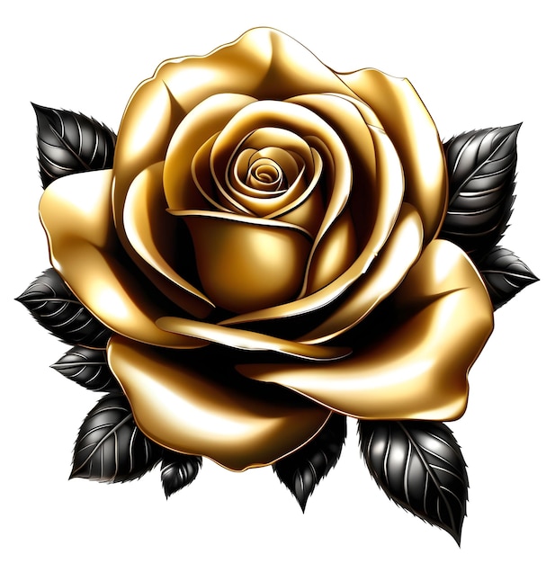 PSD diseño de tatuaje realista de rosa dorada