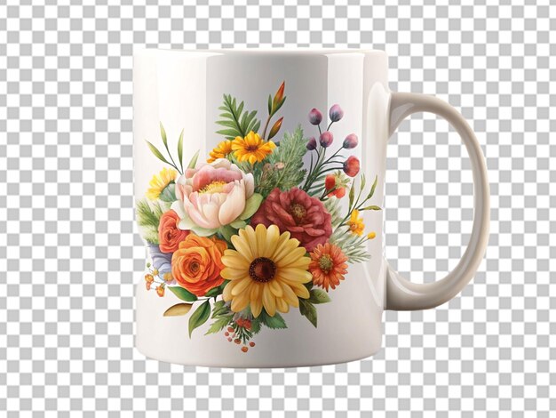 Diseño de tazas de oficina de flores de acuarela de calidad 100