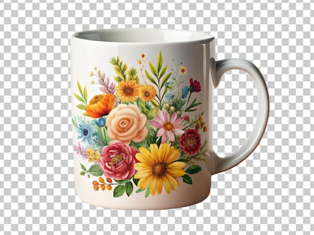 PSD diseño de tazas de oficina de flores de acuarela de calidad 100