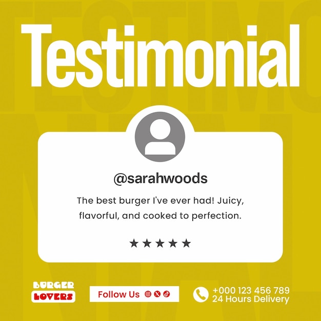 Diseño de testimonios de clientes de PSD para redes sociales y plantillas de publicaciones de Instagram