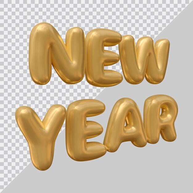 Diseño de texto de año nuevo con estilo moderno 3d