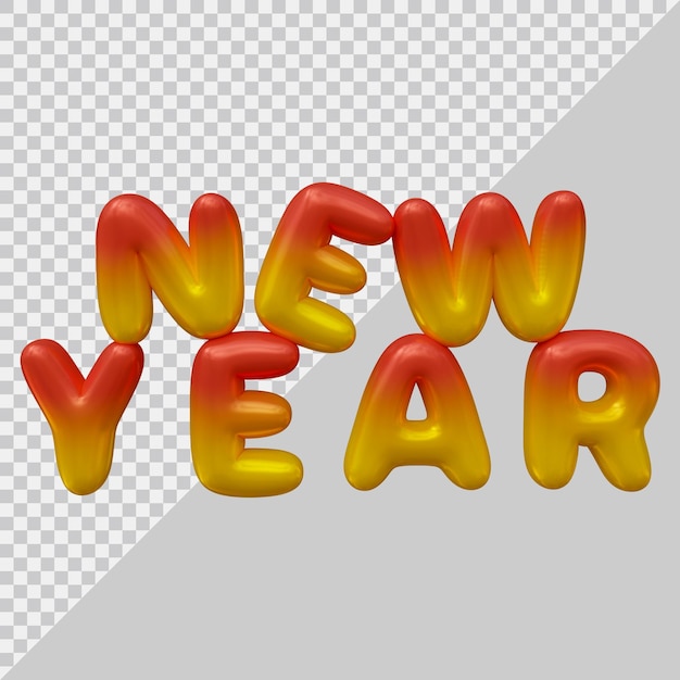 Diseño de texto de año nuevo con estilo moderno 3d