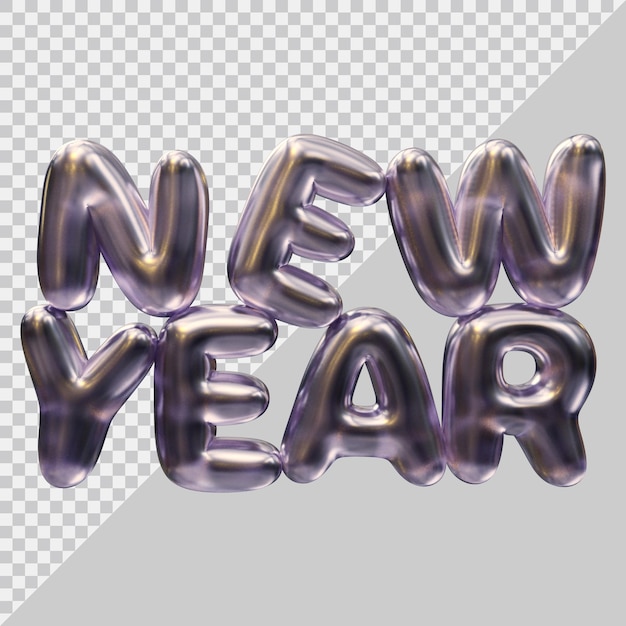 Diseño de texto de año nuevo con estilo moderno 3d