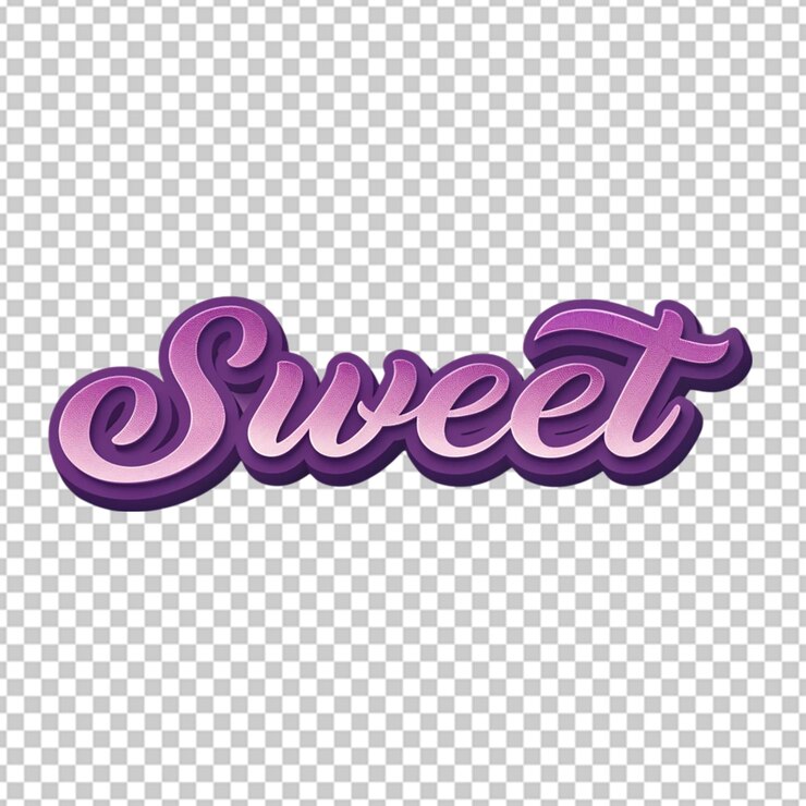 PSD diseño de texto elegante y dulce con gradiente púrpura