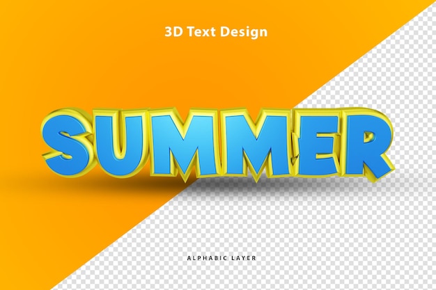 PSD diseño de texto renderizado 3d de verano