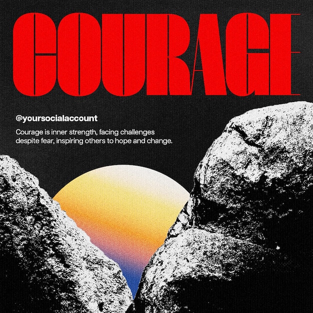 Diseño de tipografía en fondo negro plantilla de publicación de Instagram