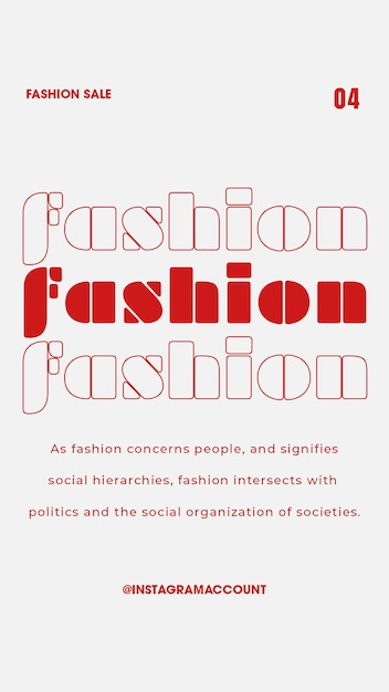 Diseño de tipografía de moda PSD para redes sociales y plantilla de historias de Instagram