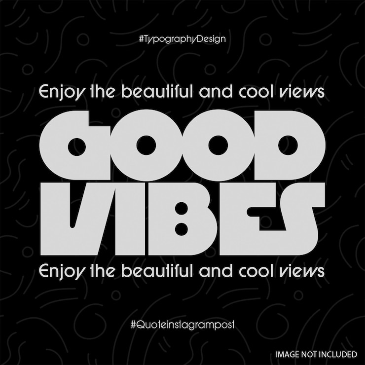 PSD diseño de tipografía de psd good vibes para redes sociales y plantillas de publicaciones de instagram
