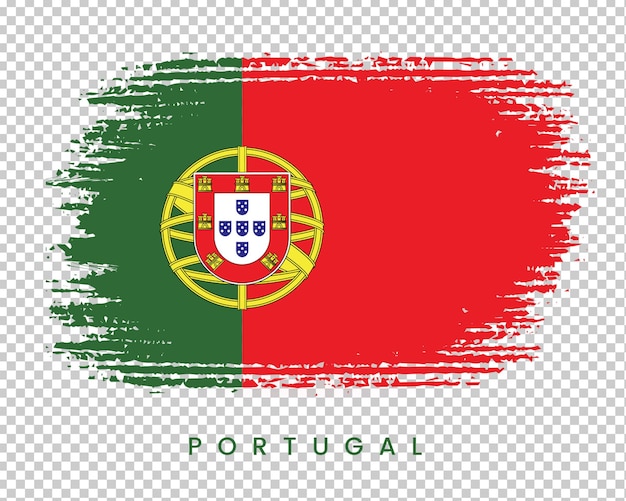 PSD diseño de trazo de pincel bandera de portugal sobre fondo transparente