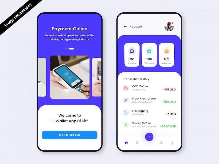 PSD diseño de ui ux de la aplicación de banca y billetera