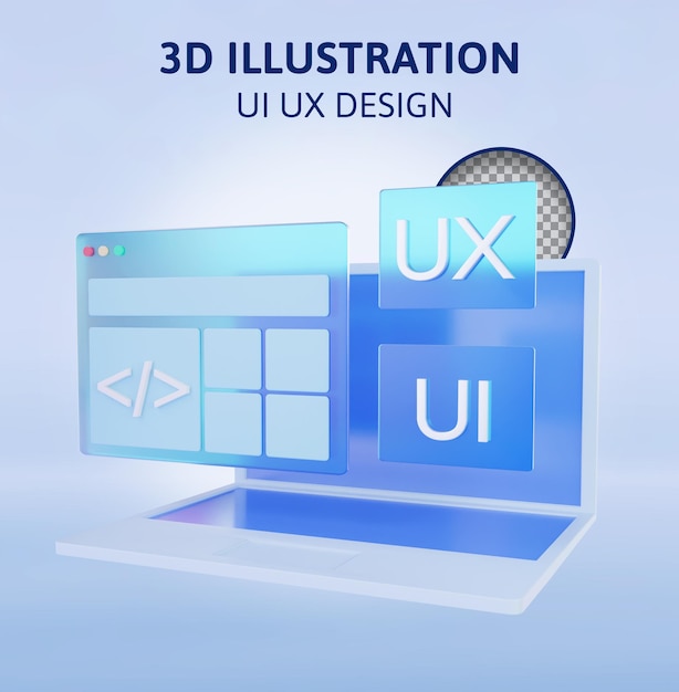 PSD diseño de ui ux ilustración de renderización 3d