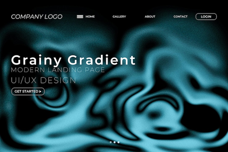 PSD diseño uiux de página de destino moderna con gradiente granulado