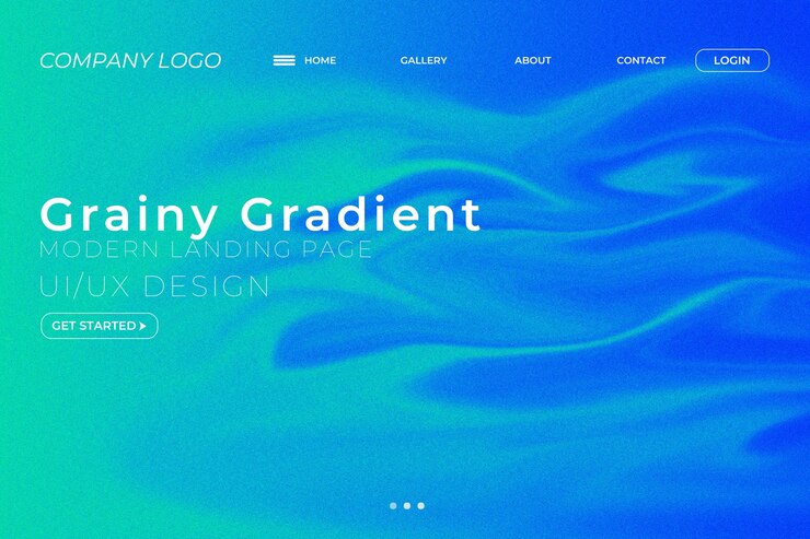 PSD diseño uiux de página de destino moderna con gradiente granulado