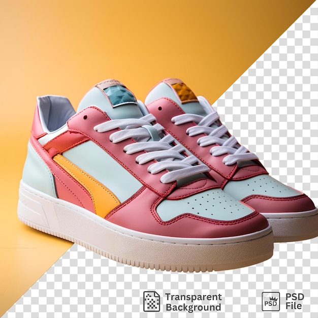 PSD diseño único de zapatillas deportivas con un zapato blanco y rojo y un zapato rojo y blanco con una sombra negra en el fondo