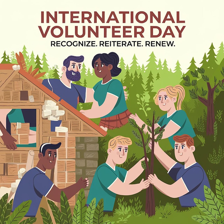 PSD diseño vectorial del concepto del día internacional del voluntariado